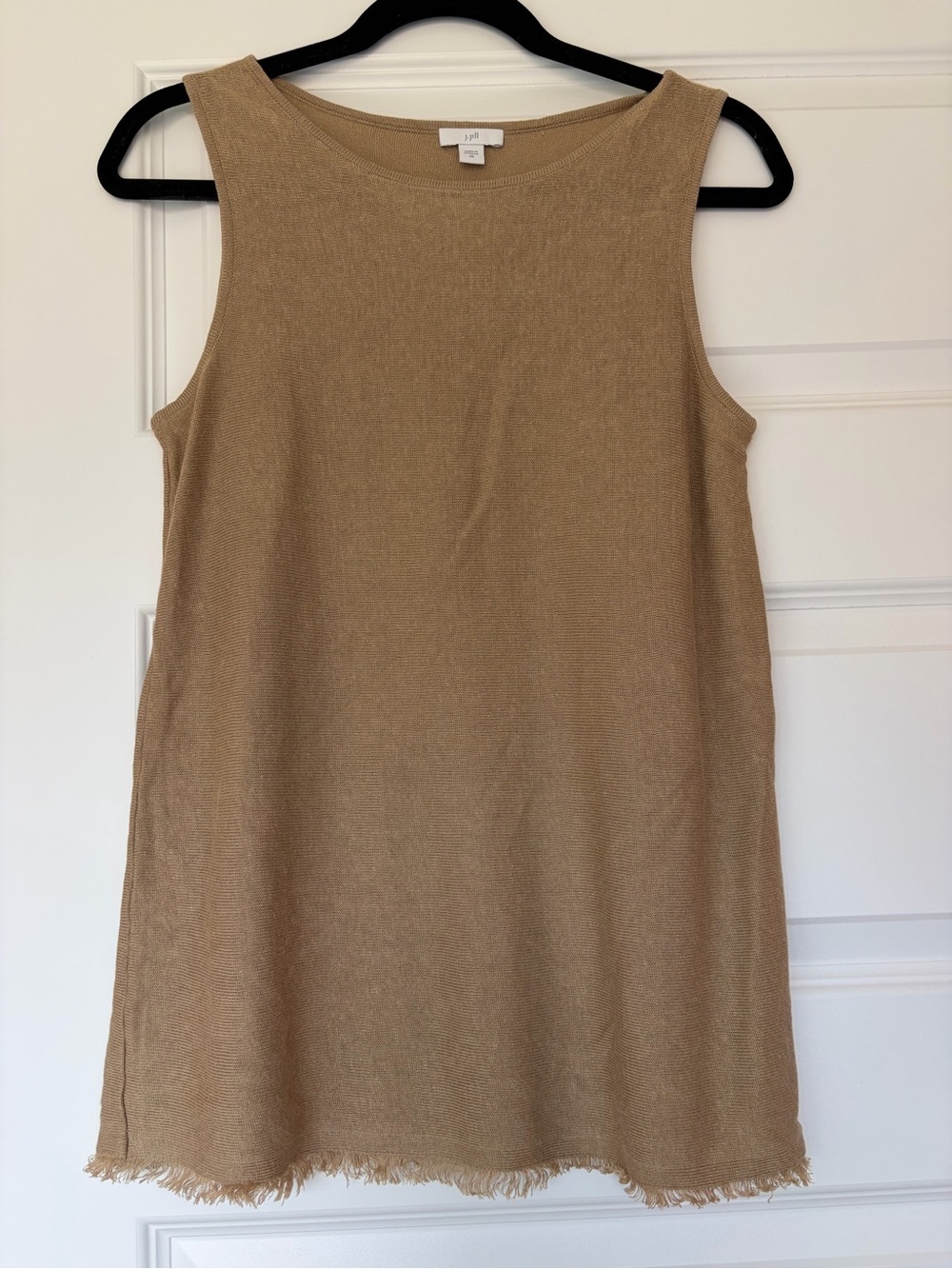 J. Jill Women's Knit Sleeveless Linen Blend Soft Top in Camel Beige